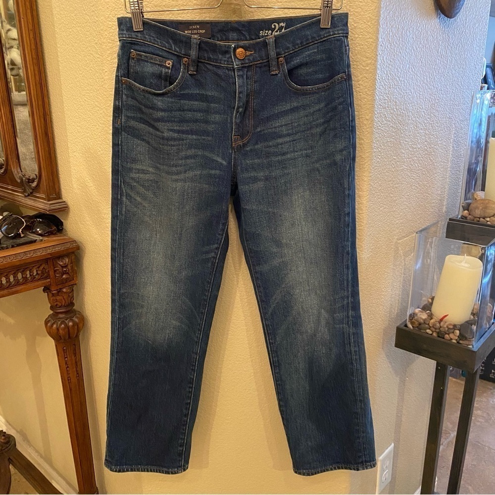 J. CREW Women Blue Wide Leg Crop Jeans Size 27